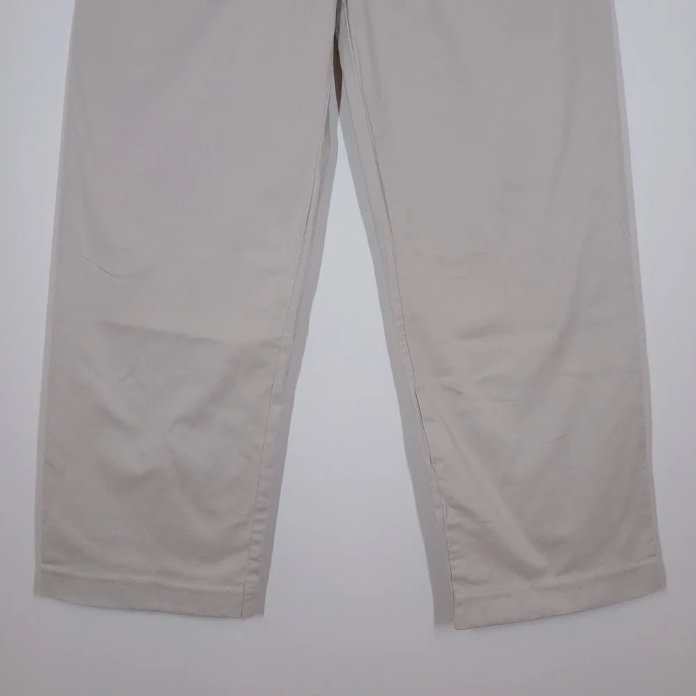 Maeve by Anthropologie Cropped Pants Womens 0 Beige Cotton High Rise Wide Leg